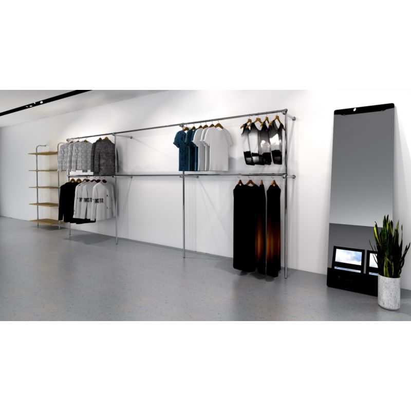 Ladenregale, Kleiderständer, Kleiderständer, Ladeneinrichtungen.