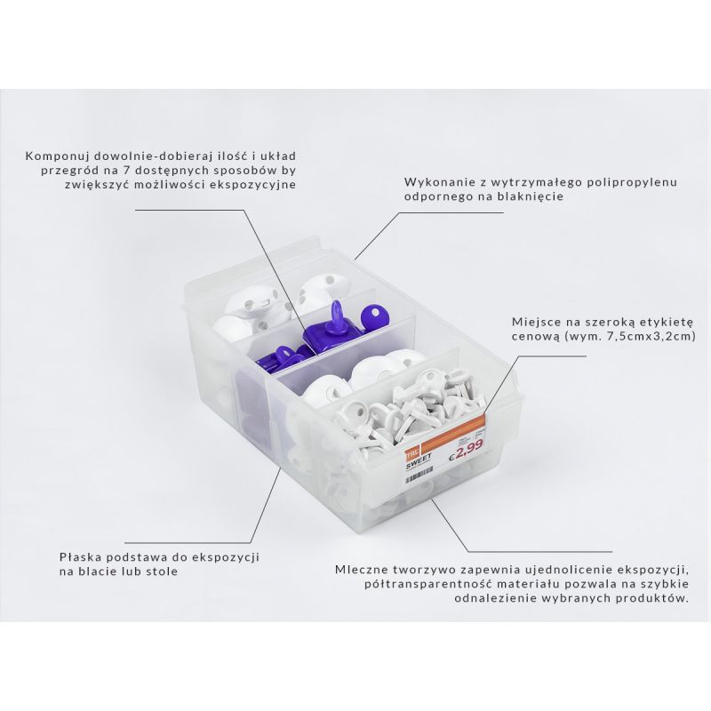 Spacewall-Ladenwände - Körbe und Behälter - Ladenbau