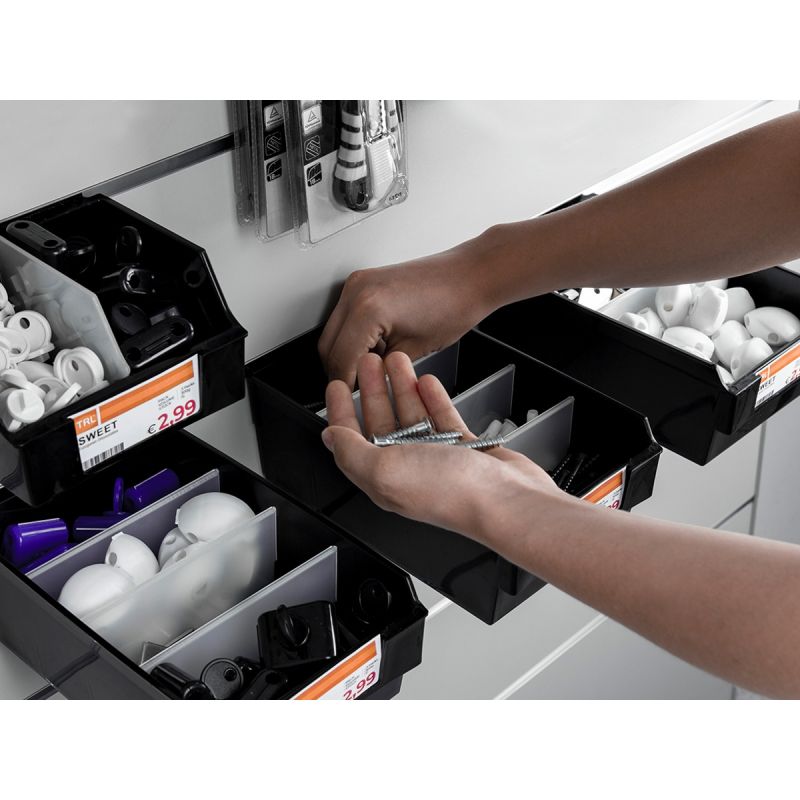 Spacewall-Ladenwände - Körbe und Behälter - Ladenbau