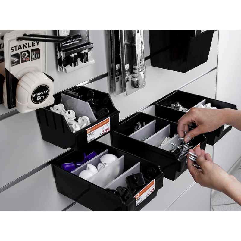 Spacewall-Ladenwände - Körbe und Behälter - Ladenbau