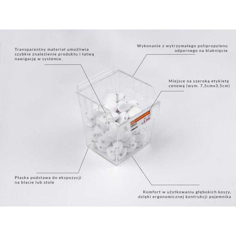 Spacewall-Ladenwände - Körbe und Behälter - Ladenbau