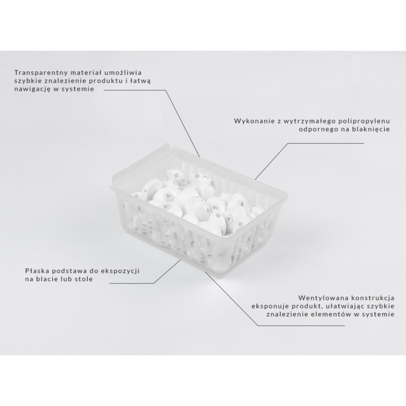 Spacewall-Ladenwände - Körbe und Behälter - Ladenbau