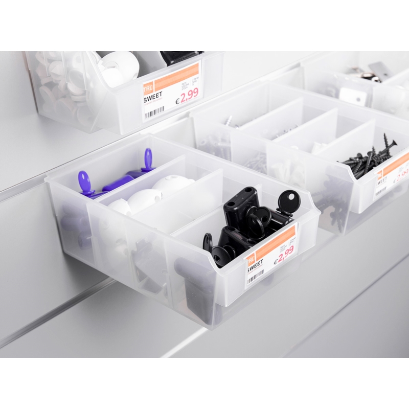 Spacewall-Ladenwände - Körbe und Behälter - Ladenbau