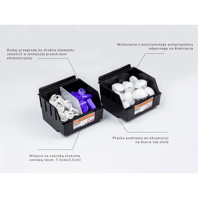 Spacewall-Ladenwände - Körbe und Behälter - Ladenbau