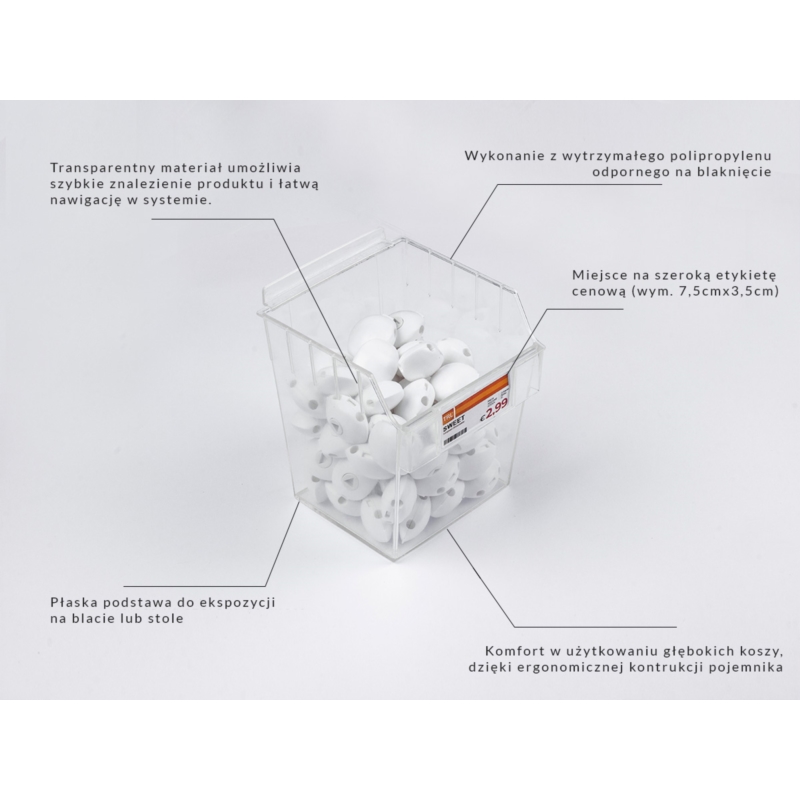 Spacewall-Ladenwände - Körbe und Behälter - Ladenbau