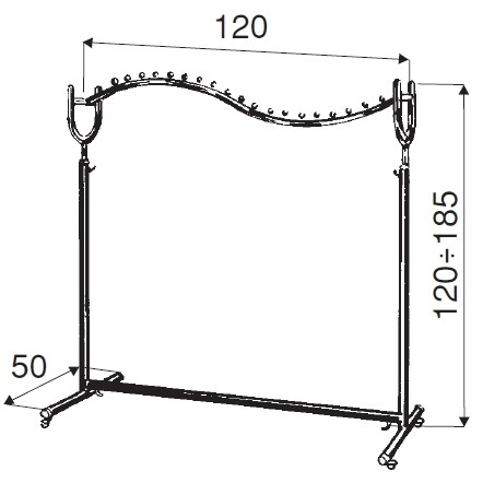 Stender transporter na kółkach, FALA 120cm, chrom
